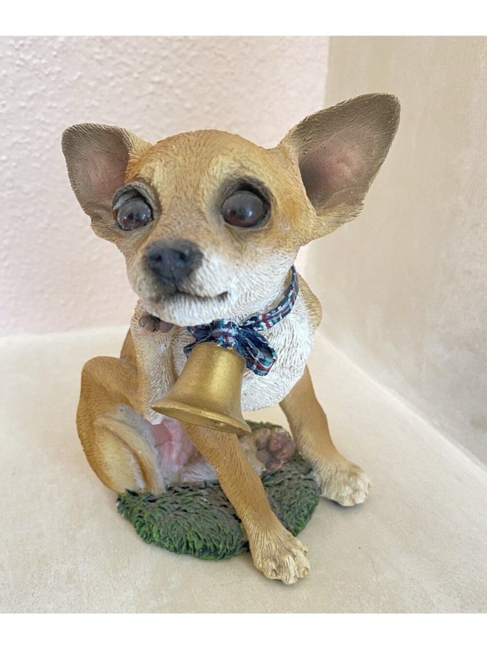 Living Stone 5” Chihuahua Dog Figurine With Bell  1998 Discontinued ChSF2